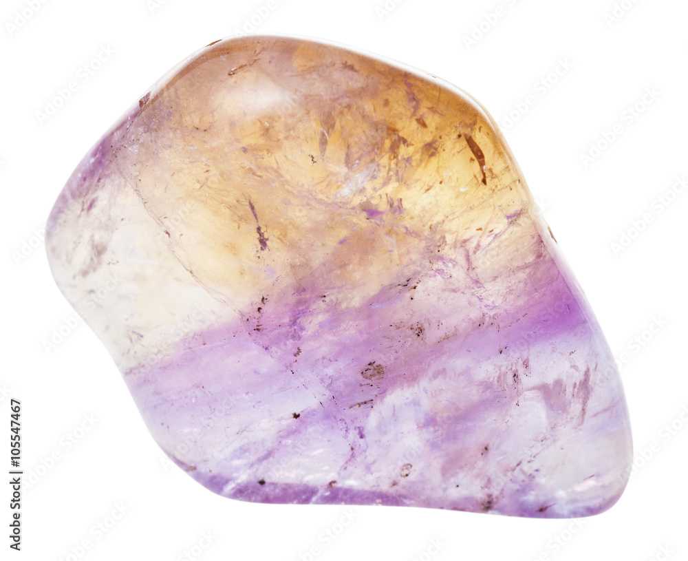 tumbled Ametrine mineral gem stone isolated tumbled Ametrine mineral gem stone isolated