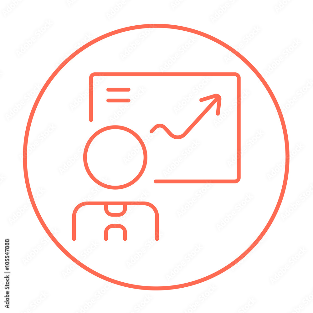 Businessman with infographic line icon. Businessman with infographic line icon.