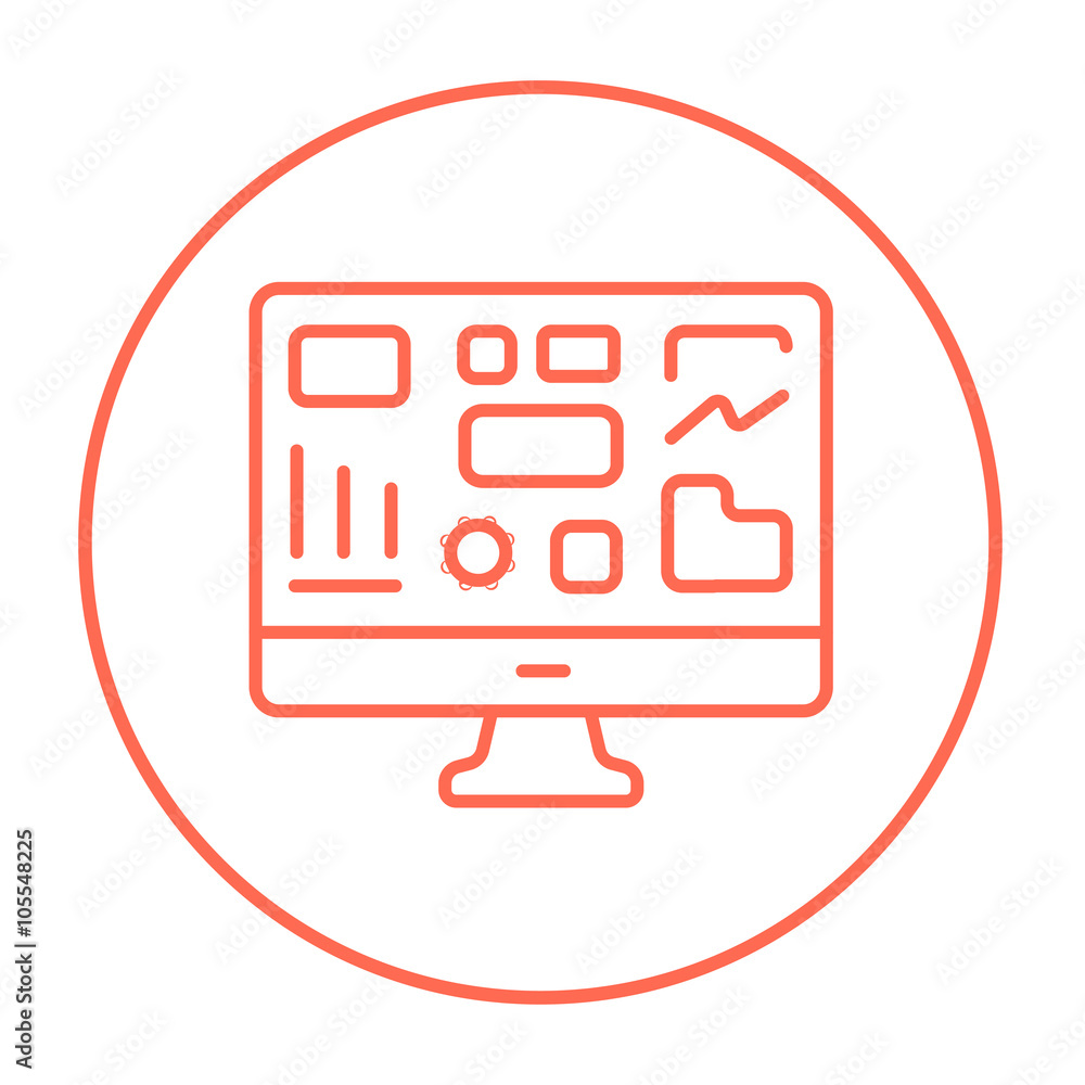 Monitor with business graphs line icon. Monitor with business graphs line icon.