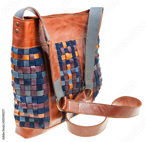 cross-body bag from intertwined leather strips photo