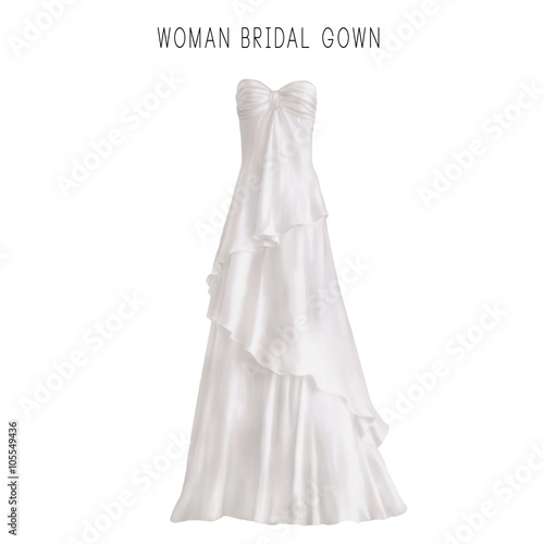 Illustration of white bridal gown 
