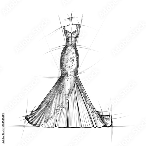 Hand drawn sketch of Bridal dress 