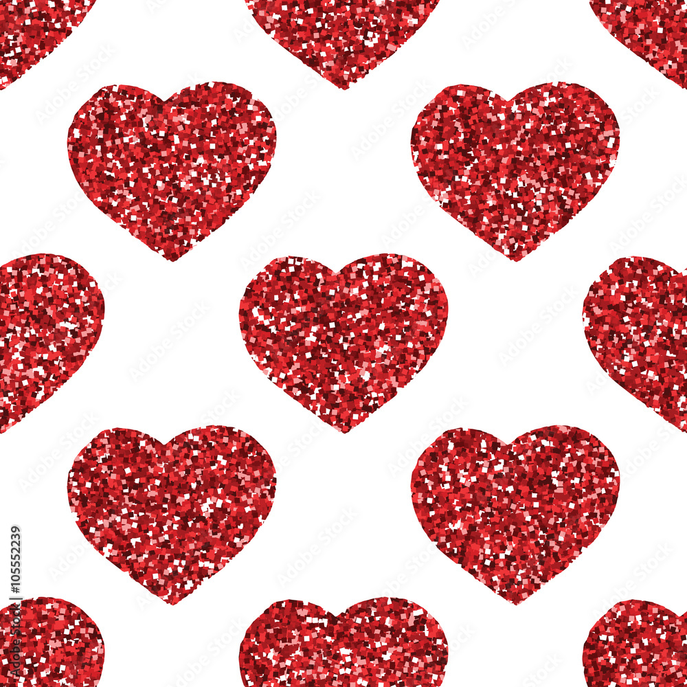 Glitter heart seamless pattern. 