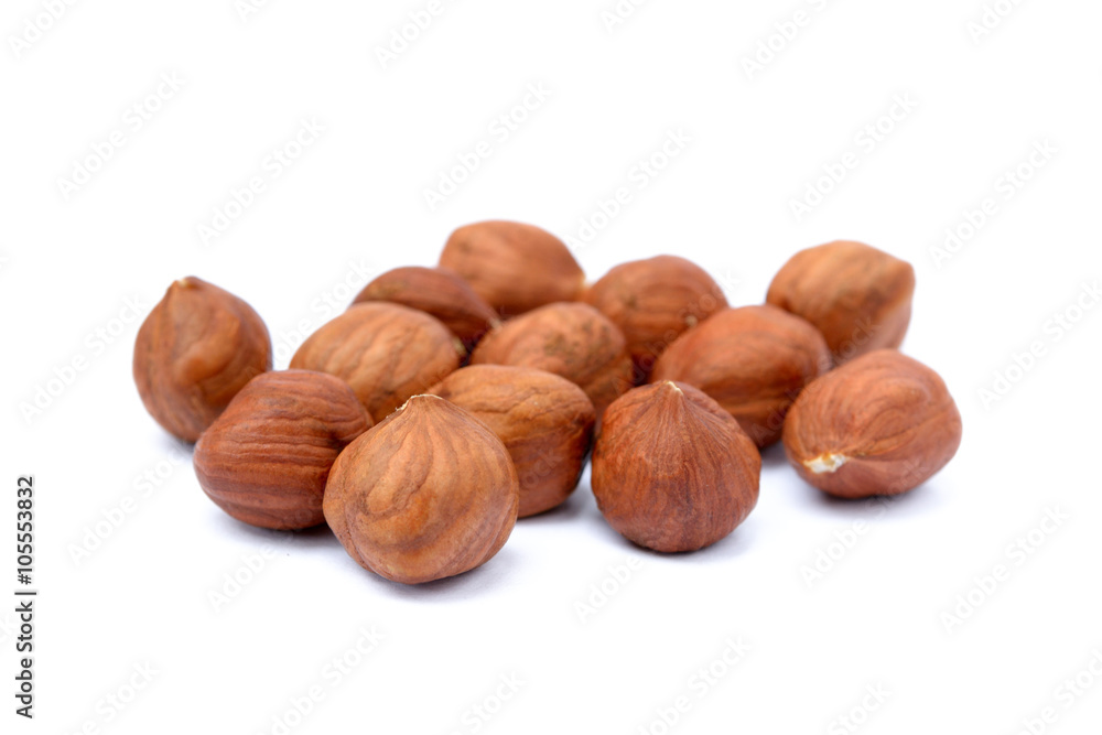 Healthy hazelnut isolated on white background Healthy hazelnut isolated on white background