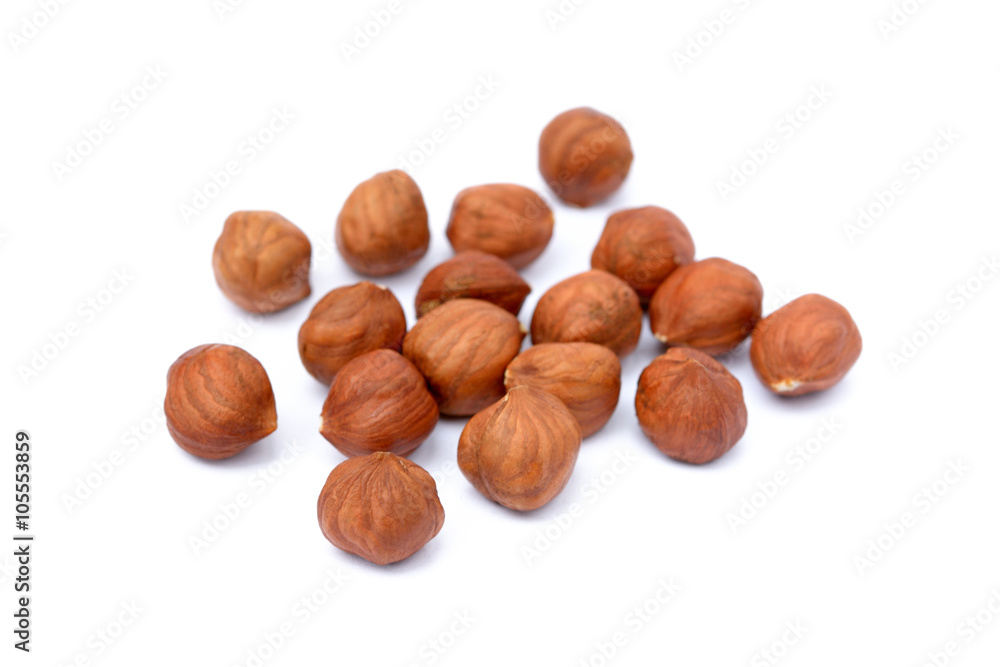 Healthy hazelnut isolated on white background Healthy hazelnut isolated on white background