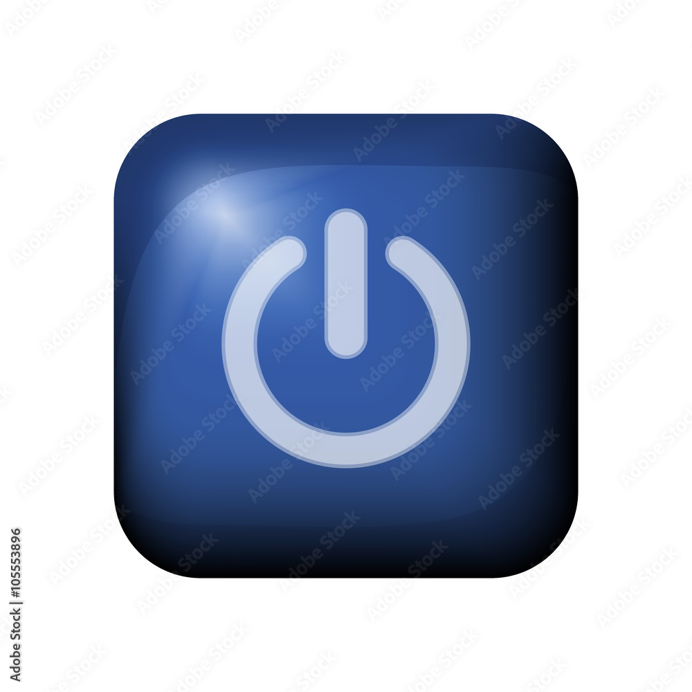 Blue glossy realistic vector POWER on/off switch button with lig Blue glossy realistic vector POWER on/off switch button with lig