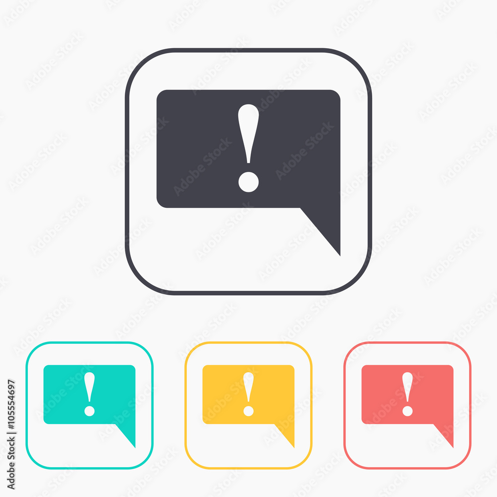 color icon set of speech bubble with exclamation mark, vector illustration color icon set of speech bubble with exclamation mark, vector illustration