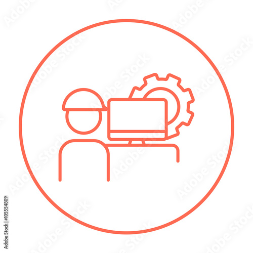 Computerized production line icon.