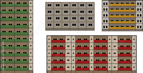 4 Plattenbau Gebäude // Vektor