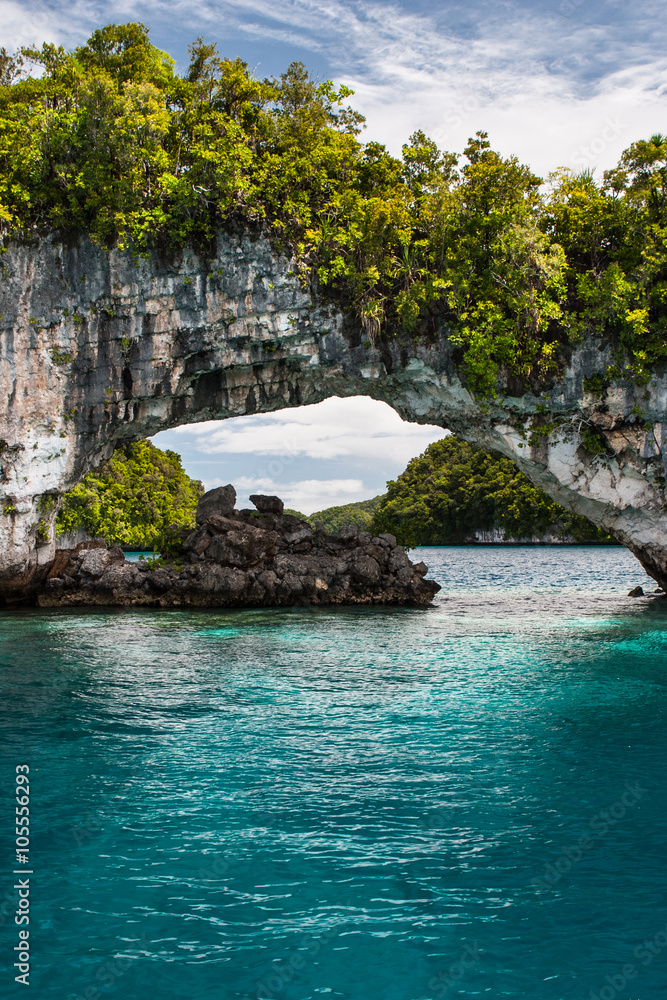 Limestone Archway in Tropical Lagoon