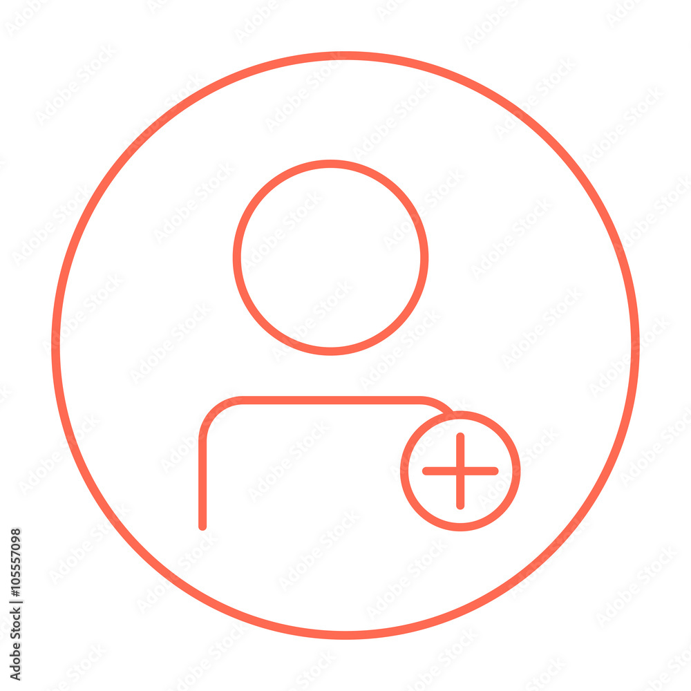 User profile with plus sign line icon.