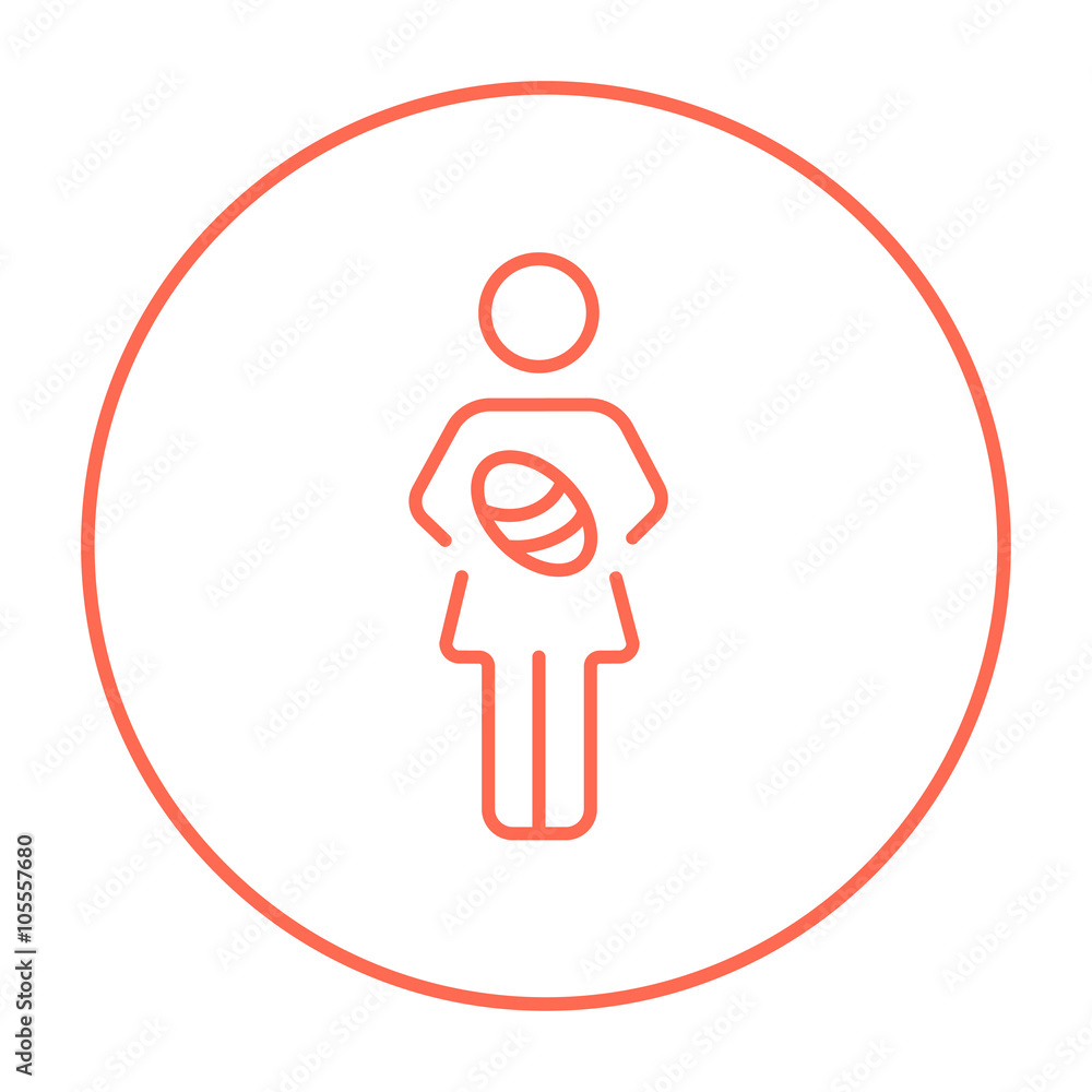 Woman holding baby line icon. Woman holding baby line icon.