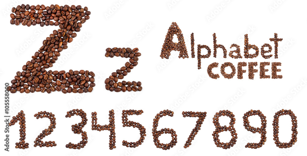 alphabet from coffee beans isolated alphabet from coffee beans isolated