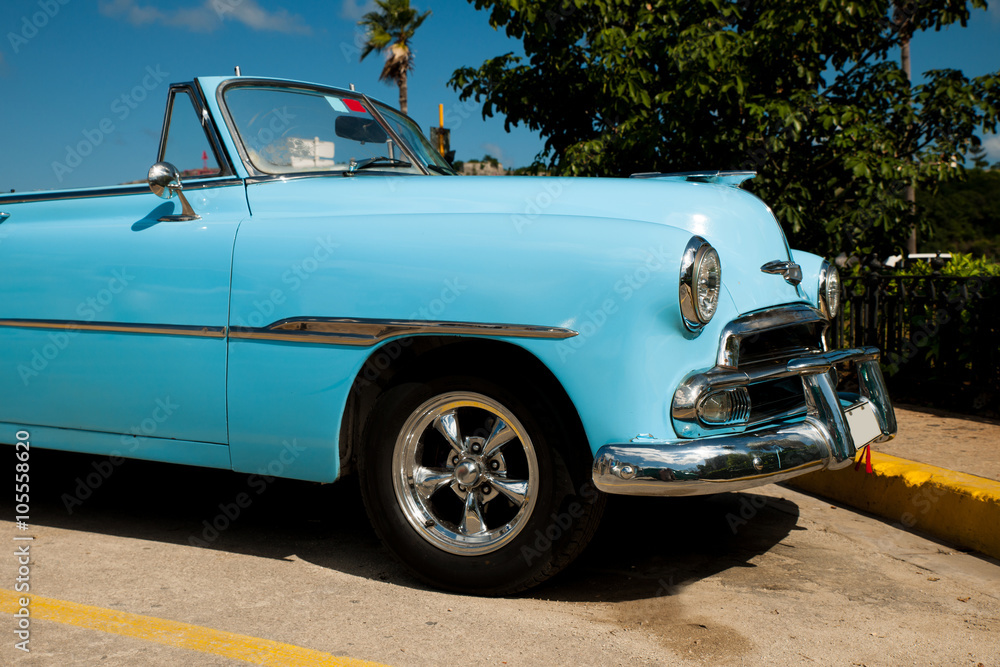 Traditional cuban car, retro american oldtimer.