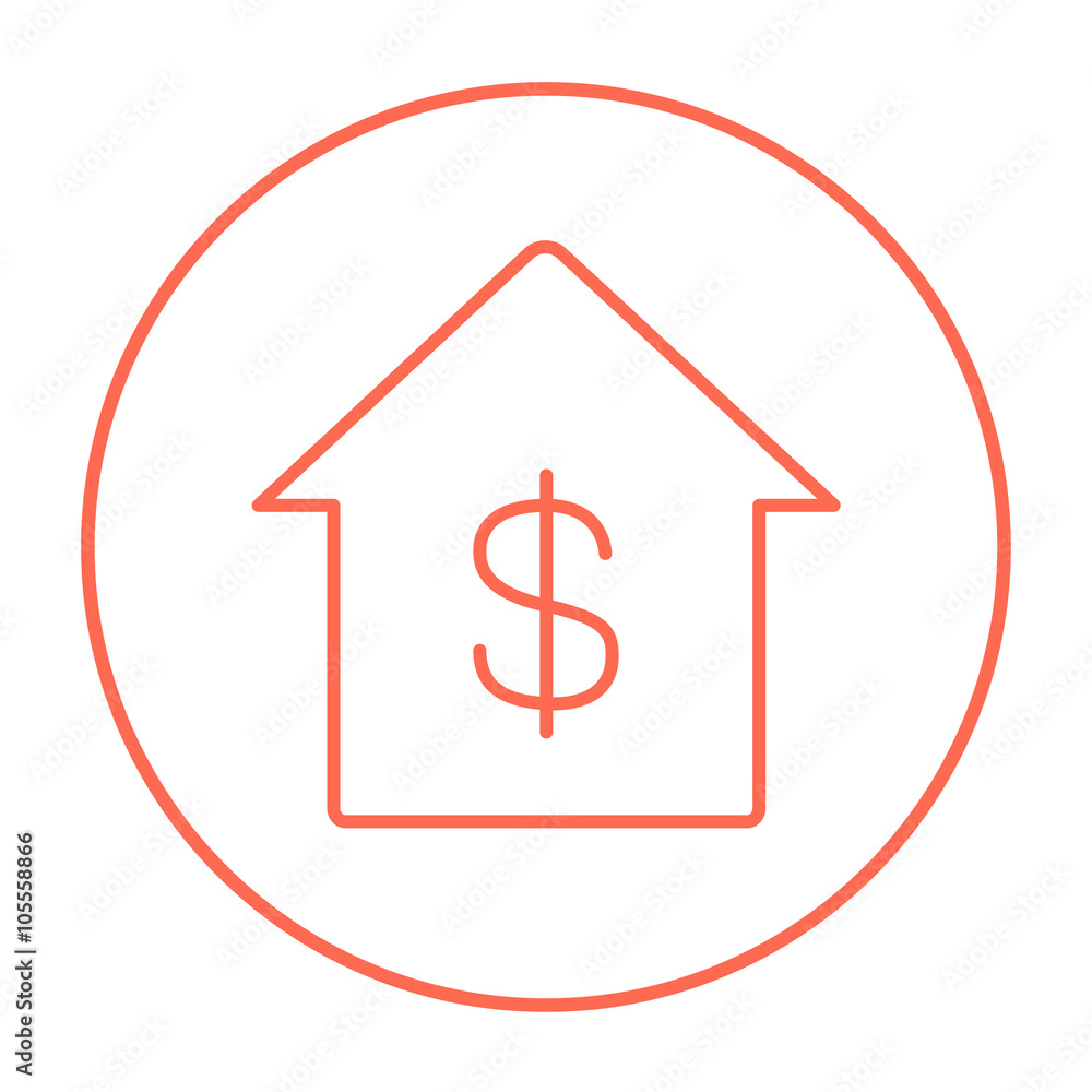 House with dollar symbol line icon. House with dollar symbol line icon.