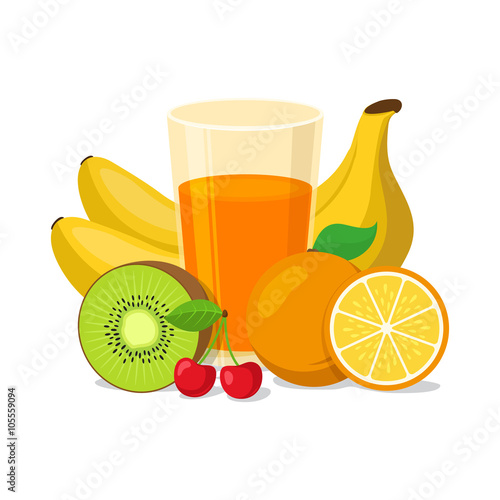 Glass of fruit juice.