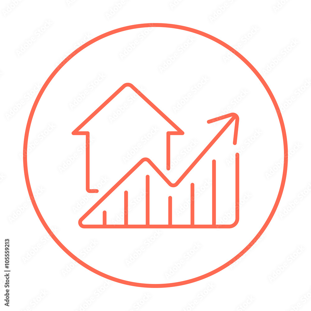 Graph of real estate prices growth line icon. Graph of real estate prices growth line icon.