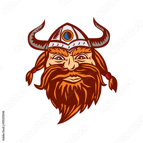 Viking Warrior Head Angry Isolated Retro