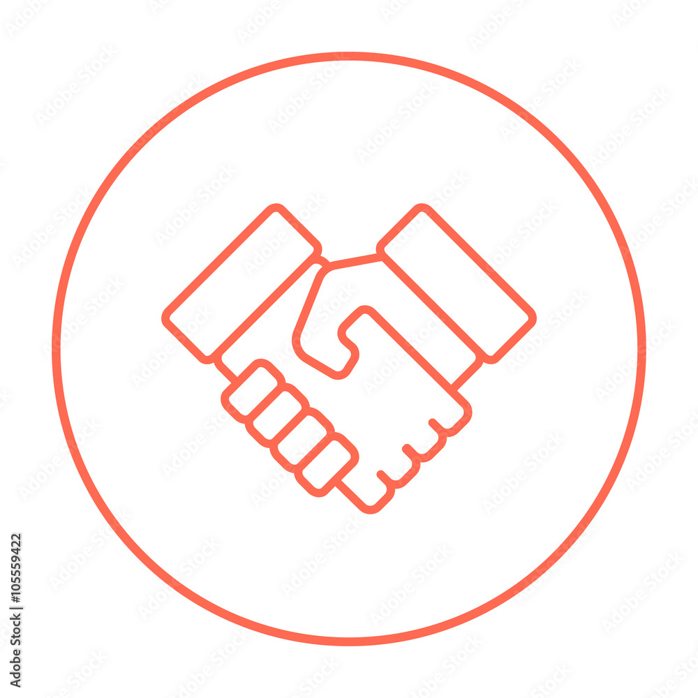 Handshake and successful real estate transaction line icon. Handshake and successful real estate transaction line icon.