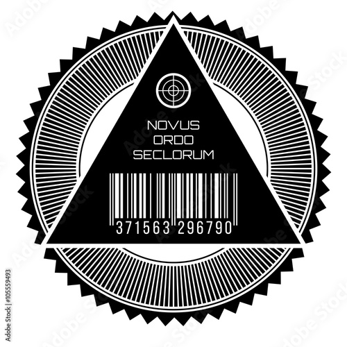 All seeing eye, new world order words in latin, seal.