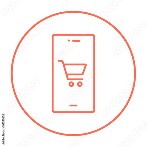 Online shopping line icon.