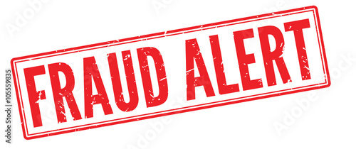 Fraud Alert red rubber stamp on white. Print, impress, overprint.