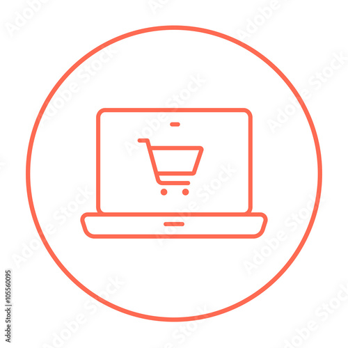 Online shopping line icon.