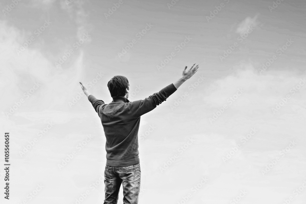Man embraces sky Man embraces sky
