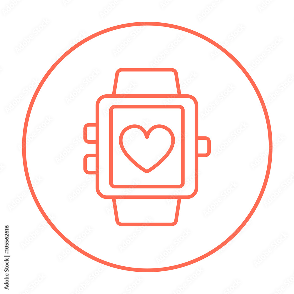 Smartwatch with heart sign line icon. Smartwatch with heart sign line icon.