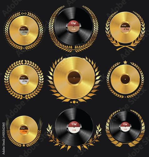 Vinyl record shop badges collection