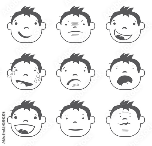 Expression vector set. Flat design. Emotions.
