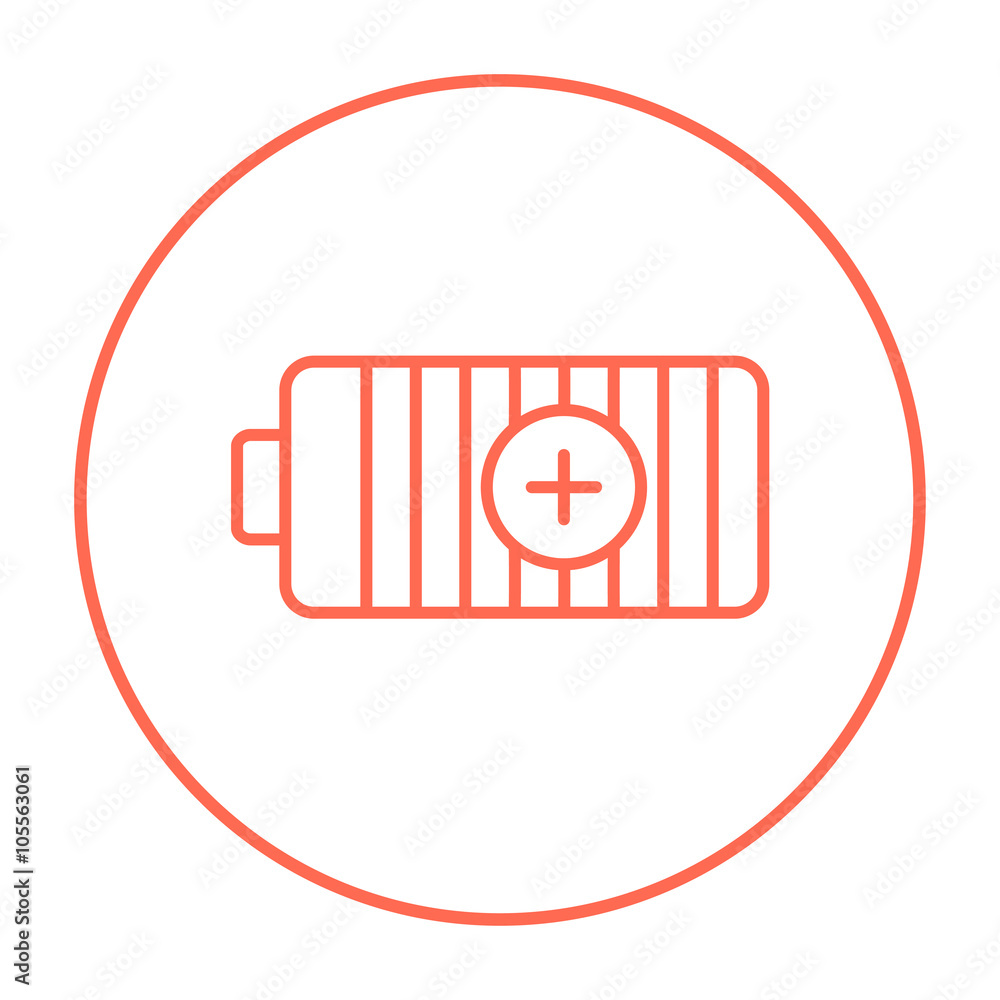 Fully charged battery line icon. Fully charged battery line icon.