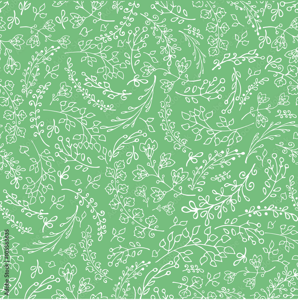 Doodles hand drawn branches seamless pattern.Linear