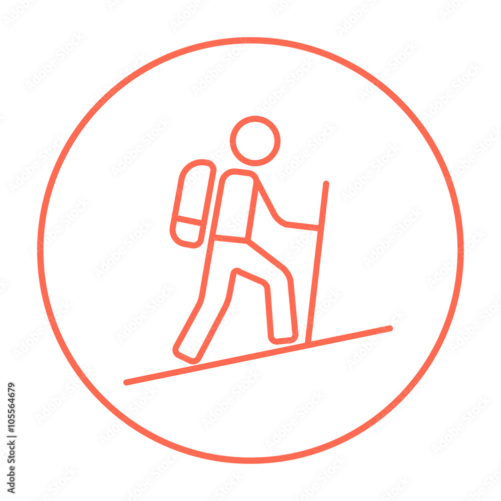 Tourist backpacker line icon. Tourist backpacker line icon.