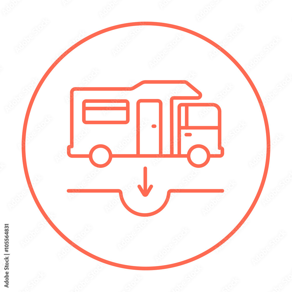 Motorhome and sump line icon. Motorhome and sump line icon.