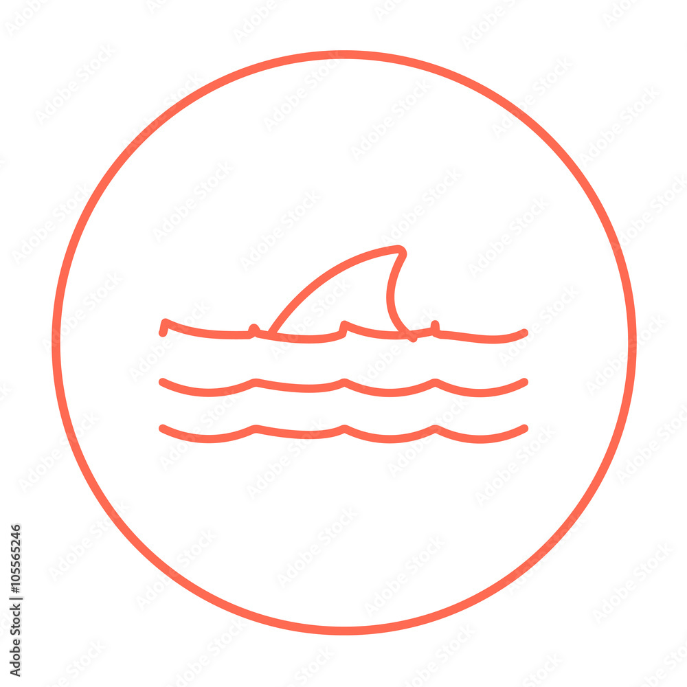 Dorsal shark fin above water line icon.