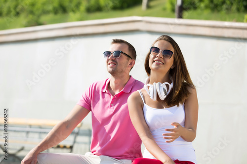 Beautiful couple spending weekend outdoors