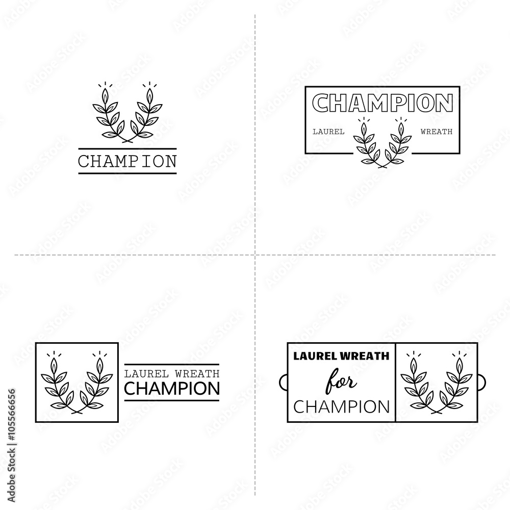 Laurel wreath icon, emblems, labels. Set of logos
