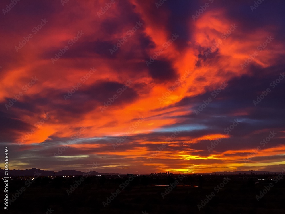 Beautiful sunset sky over Phoenix