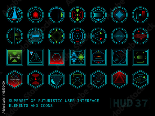 Futuristic touch screen user interface HUD
