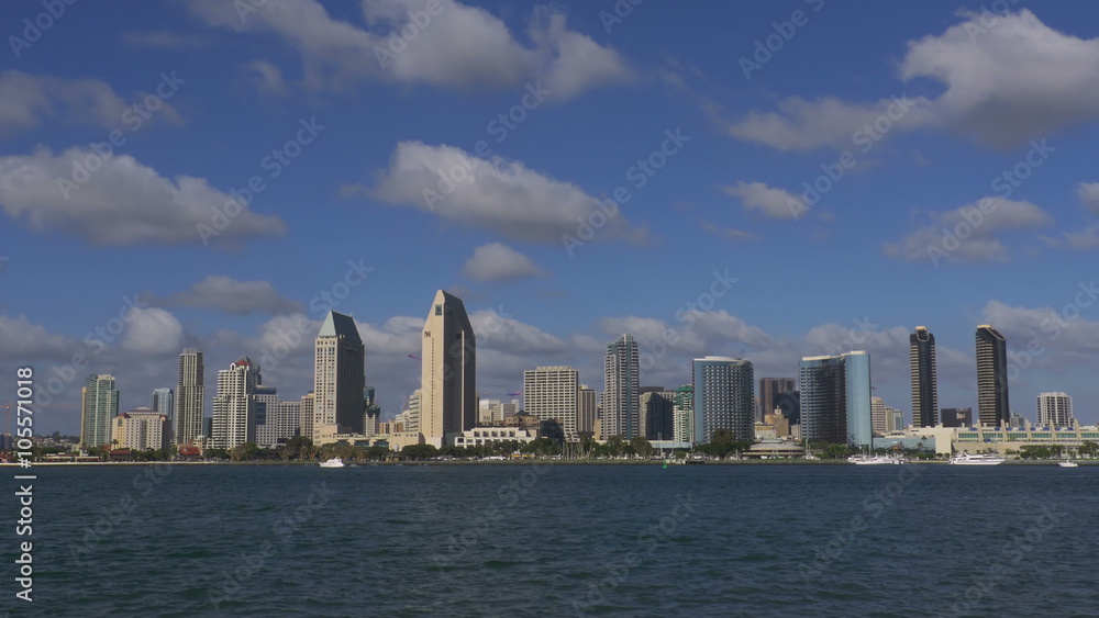 San Diego Bay Wide Angle Skyline View 4k San Diego Bay Wide Angle Skyline View 4k