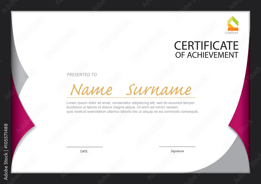 Fototapeta premium certificate template,diploma layout,A4 size ,vector