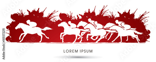 Horse racing ,Horse with jockey, designed on splash blood background graphic vector.