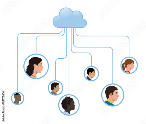 Social networking service image, cloud and people profile icon, vector illustration