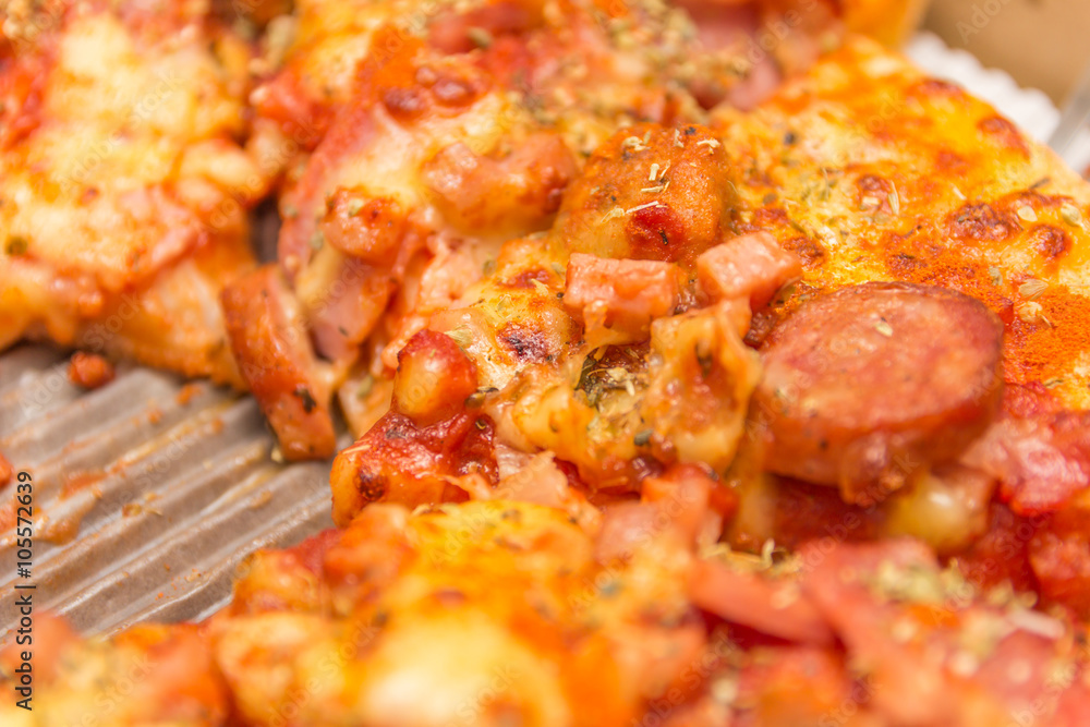 Close up view of fresh and very tasty pizza Close up view of fresh and very tasty pizza