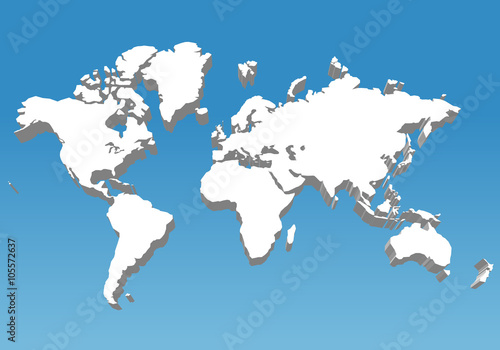 three dimensional world map, vector illustration