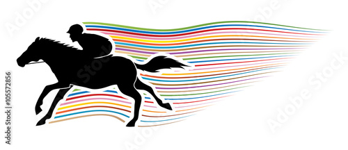 Horse with jockey, Horse racing designed using colorful wave graphic vector.