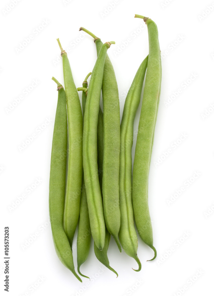 Green beans handful isolated on white background cutout Green beans handful isolated on white background cutout