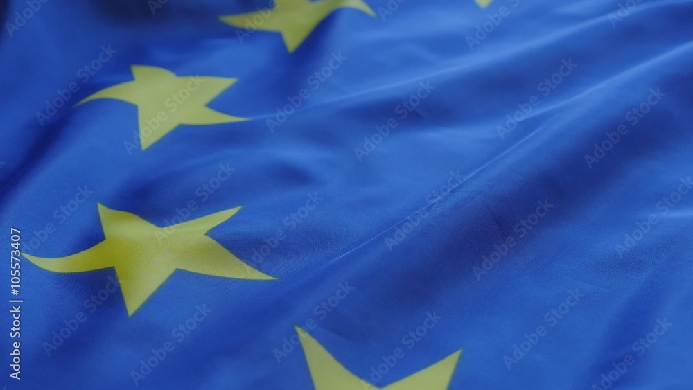 Panning over European Union flag close-up 1080p FullHD footage - EU official flag fabric slow pan 1920X1080 HD video Panning over European Union flag close-up 1080p FullHD footage - EU official flag fabric slow pan 1920X1080 HD video