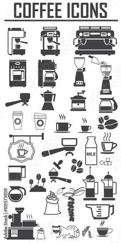 coffee icons set. Big pack